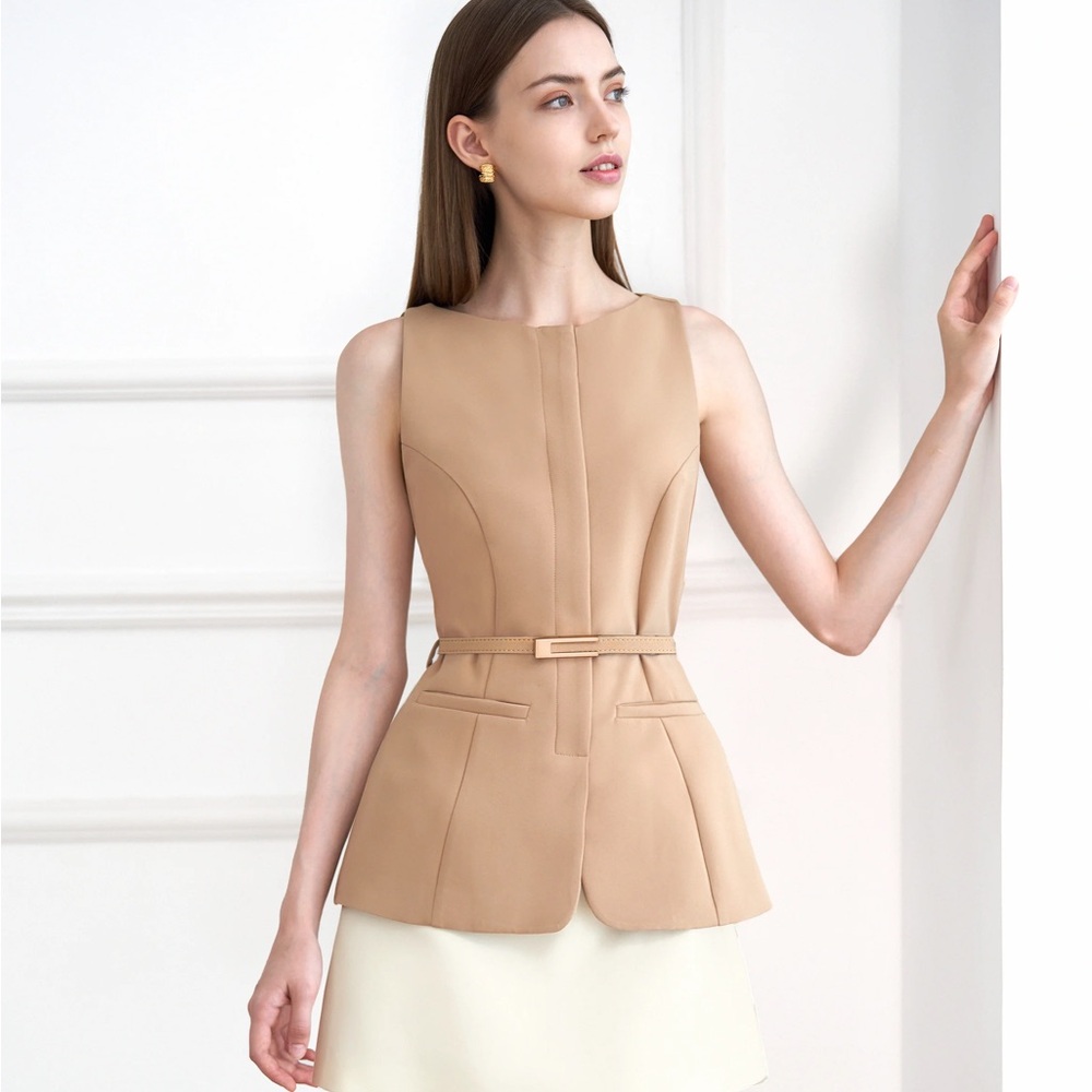 Color block mini dress with belt